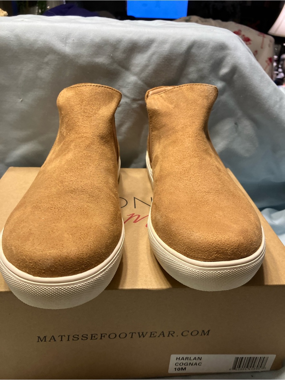 Matisse Cognac Suede Slip-On Sneakers with White Sole